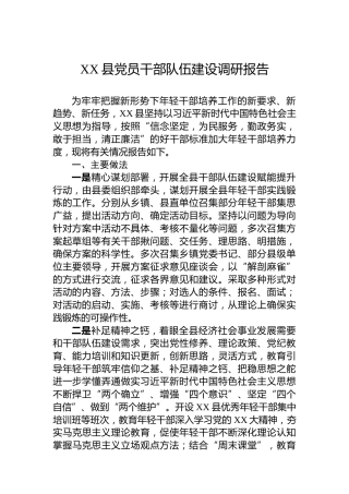 XX县党员干部队伍建设调研报告