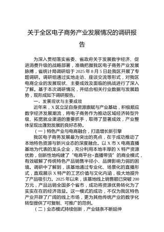 关于全区电子商务产业发展情况的调研报告