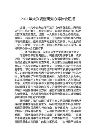 2023年大兴调查研究心得体会汇报
