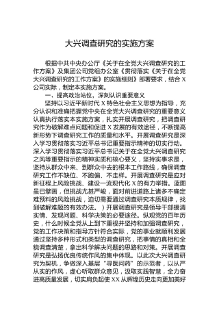 大兴调查研究的实施方案