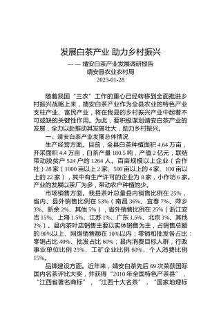 靖安白茶产业发展调研报告