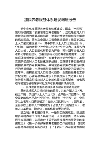 加快养老服务体系建设调研报告