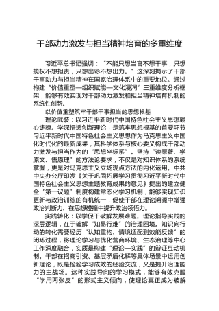 干部动力激发与担当精神培育的多重维度