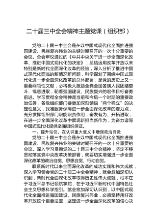 二十届三中全会精神主题党课（组织部）