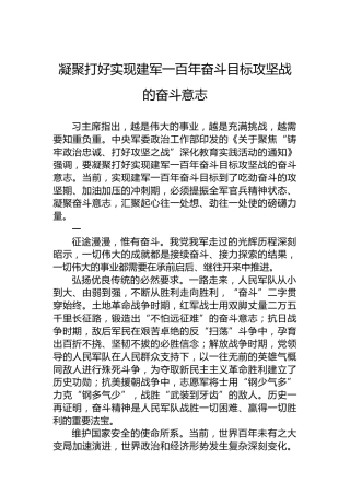 党课讲稿：凝聚打好实现建军一百年奋斗目标攻坚战的奋斗意志
