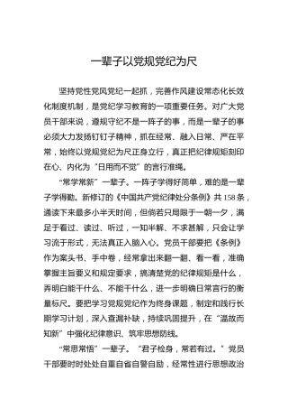 一辈子以党规党纪为尺