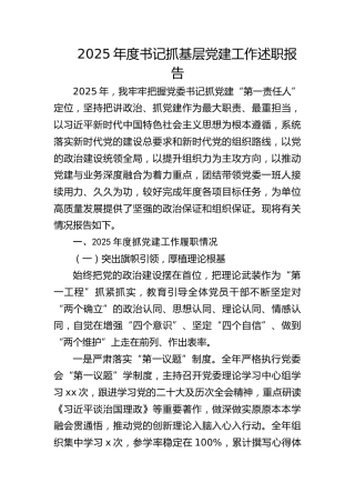 2025年度书记抓党建工作述职报告6100字