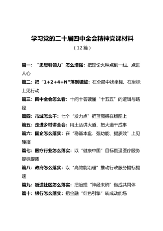 二十届四中全会精神宣讲党课合集12篇