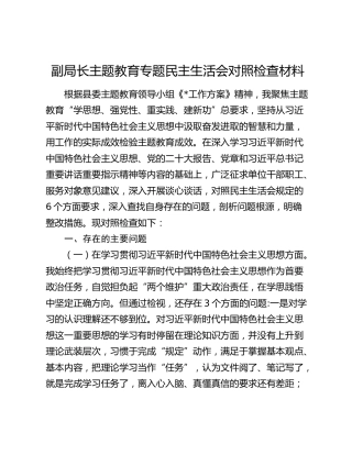 副局长主题教育专题民主生活会对照检查材料