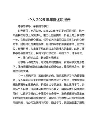 个人2025年年度述职报告