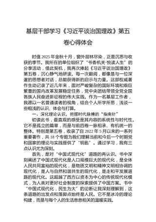 基层干部学习《谈治国理政》第五卷心得体会