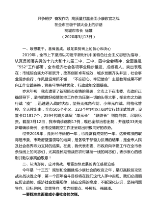 最新讲话系列第64期桐城市市长徐雄在全市三级干部大会上的讲话