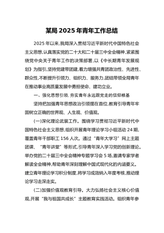 某局2025年青年工作总结