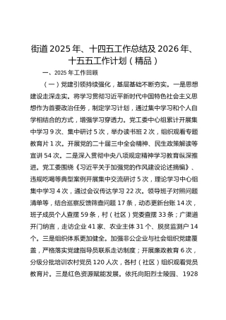街道2025年、十四五工作总结及2026年、十五五工作计划