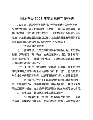 国企党委2025年基层党建工作总结