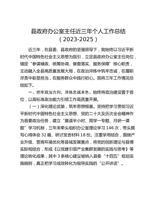 县政府办公室主任近三年个人工作总结（2023-2025）