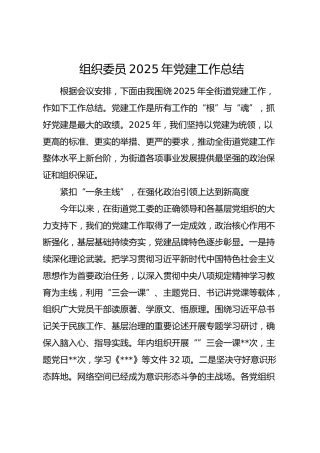 组织委员2025年党建工作总结
