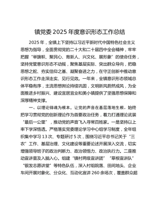 镇党委2025年度意识形态工作总结