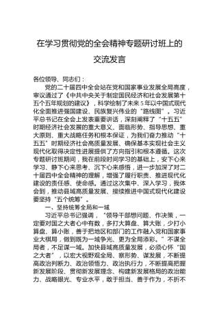 在学习贯彻党的四中全会精神专题研讨班上的交流发言
