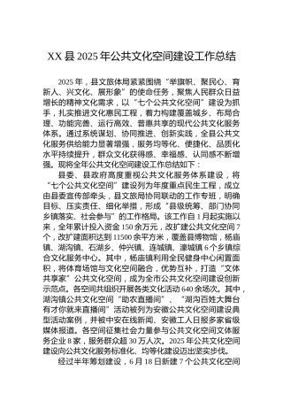 XX县2025年公共文化空间建设工作总结