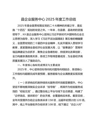 县企业服务中心2025年度工作总结