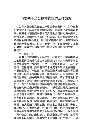 市委关于四中全会精神的宣讲工作方案