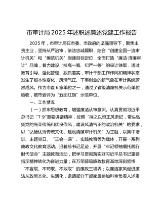 市审计局2025年述职述廉述党建工作报告