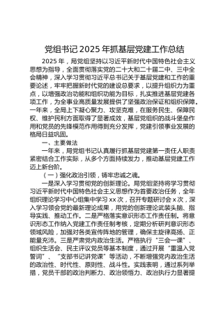 党组书记2025年抓基层党建工作总结