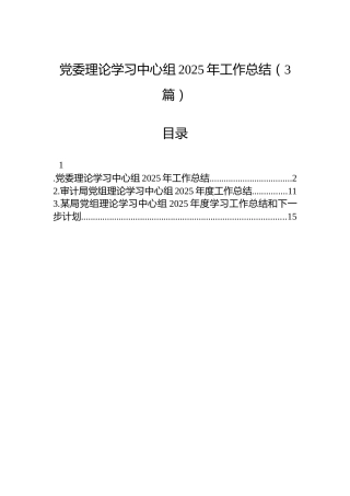 党委理论学习中心组2025年工作总结（3篇）