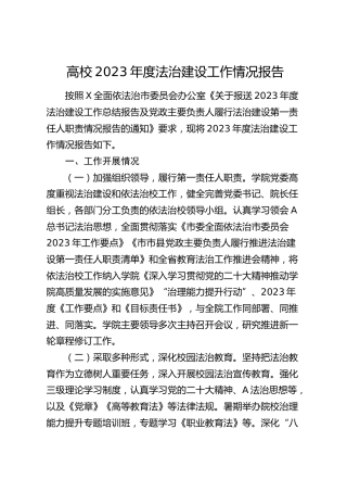 高校法治建设工作情况报告（学校）