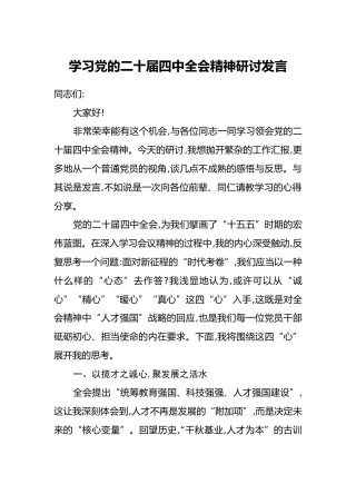 学习党的二十届四中全会精神研讨发言