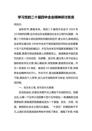 学习党的二十届四中全会精神研讨发言 (1)