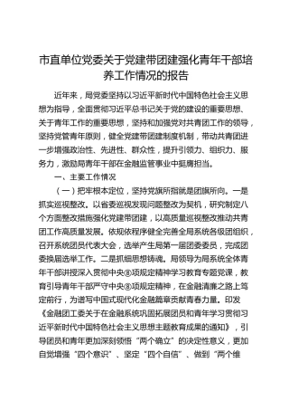 党建带团建强化青年干部培养工作情况总结报告