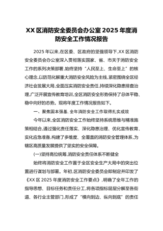 XX区消防安全委员会办公室2025年度消防安全工作情况报告（2）