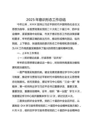 2025年意识形态工作总结