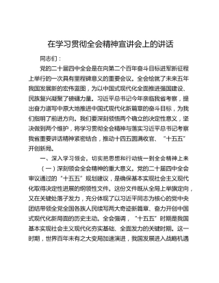 在学习贯彻四中全会精神宣讲会上的讲话