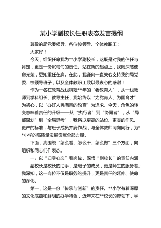 小学副校长任职表态发言（学校）