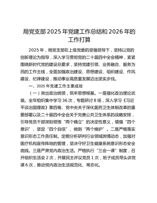 局党支部2025年党建工作总结和2026年的工作打算