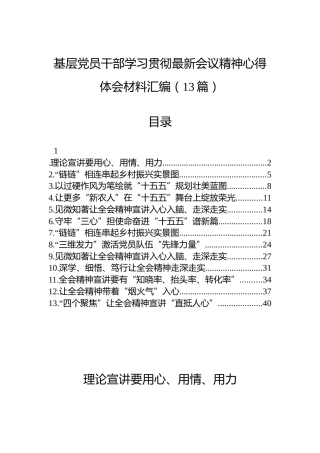 基层党员干部学习贯彻党的二十届四中全会精神心得体会材料汇编（13篇）