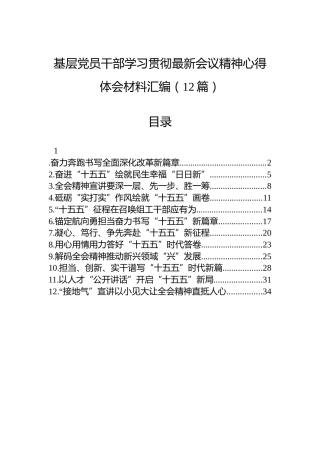 基层党员干部学习贯彻党的二十届四中全会精神心得体会材料汇编（12篇）