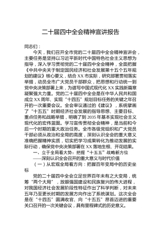 二十届四中全会精神宣讲报告