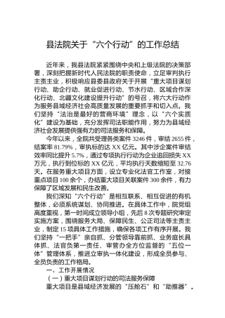 县法院关于“六个行动”的工作总结