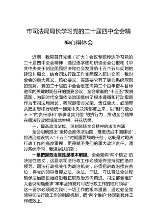 市司法局局长学习党的二十届四中全会精神心得体会