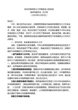 最新讲话系列第945期宝鸡市副市长王宁岗：在全市森林防火工作推进会上的讲话