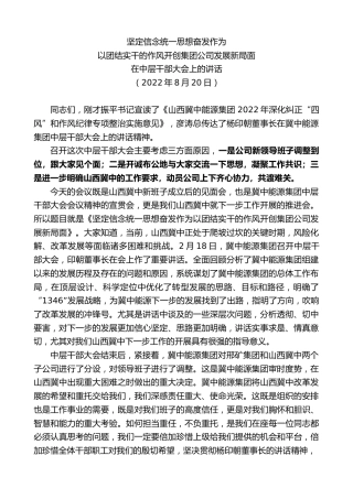 最新讲话系列第4462期在中层干部大会上的讲话