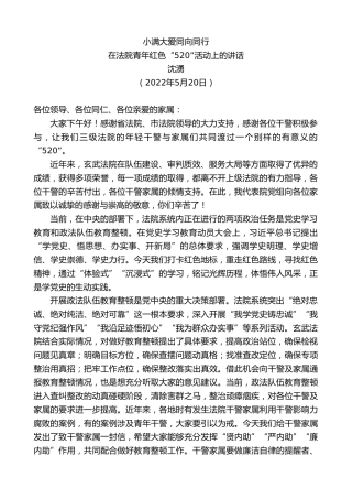 最新讲话系列第5204期沈湧：在法院青年红色“520”活动上的讲话