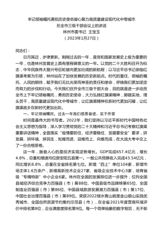 最新讲话系列第5457期林州市委书记王宝玉：在全市三级干部会议上的讲话