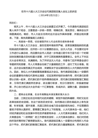 最新讲话系列第10127期周铁根：在市十六届人大三次会议代表团组召集人会议上的讲话