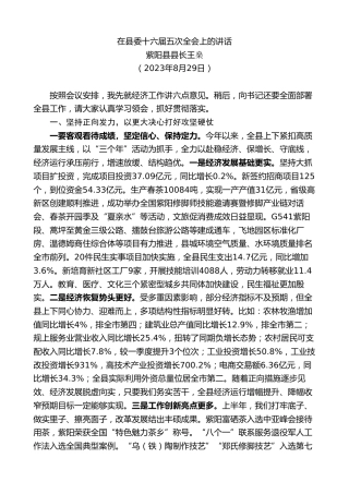 最新讲话系列第11115期紫阳县县长王燊：在县委十六届五次全会上的讲话