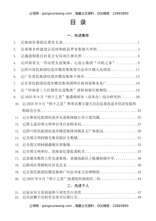 榜样系列第23期（55篇）2025年10月先进集体、先进个人事迹材料汇编